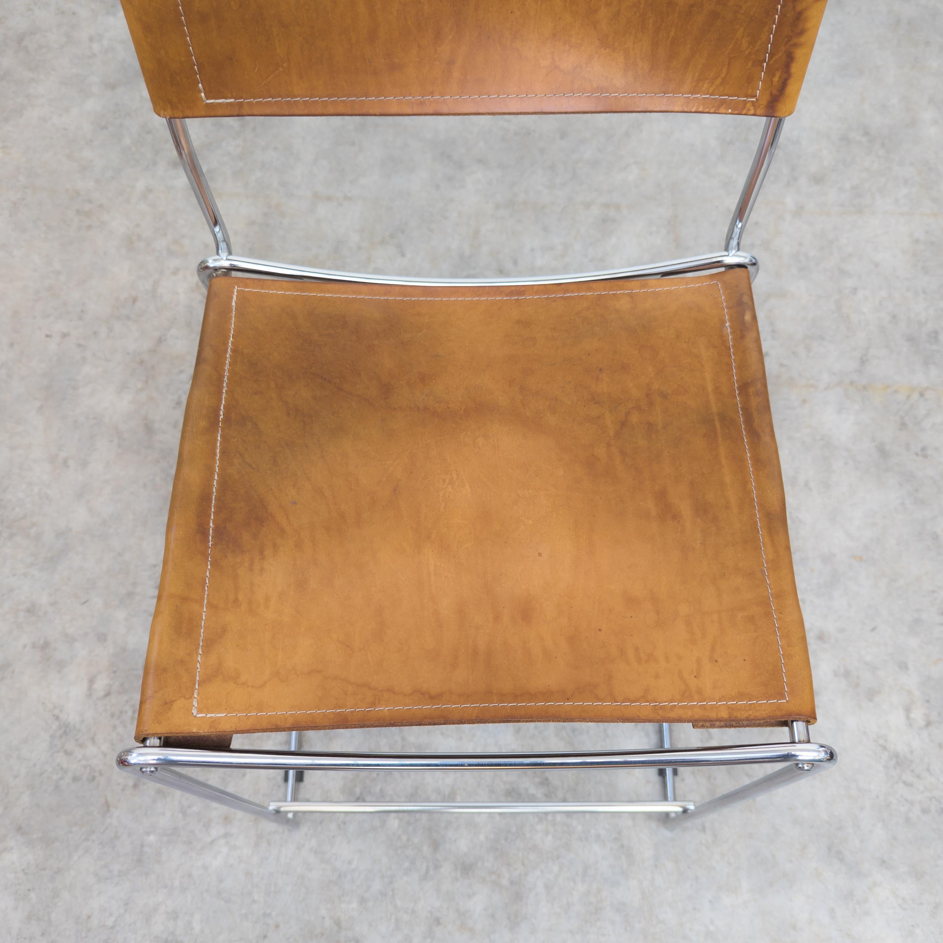 Pair of vintage leather bar stools by Giandomenico Belotti for Alias, 1970s 3