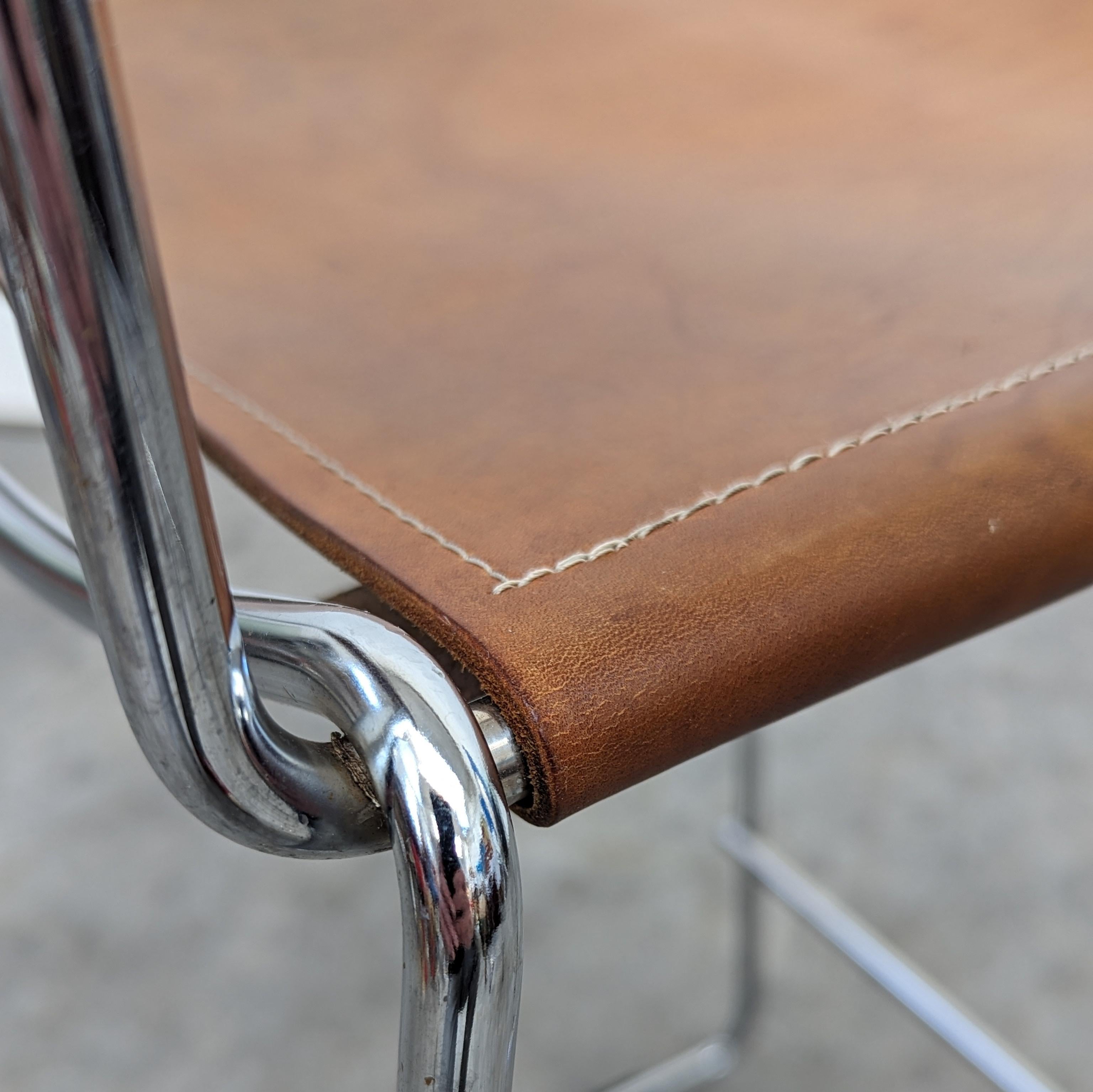 Pair of vintage leather bar stools by Giandomenico Belotti for Alias, 1970s 4