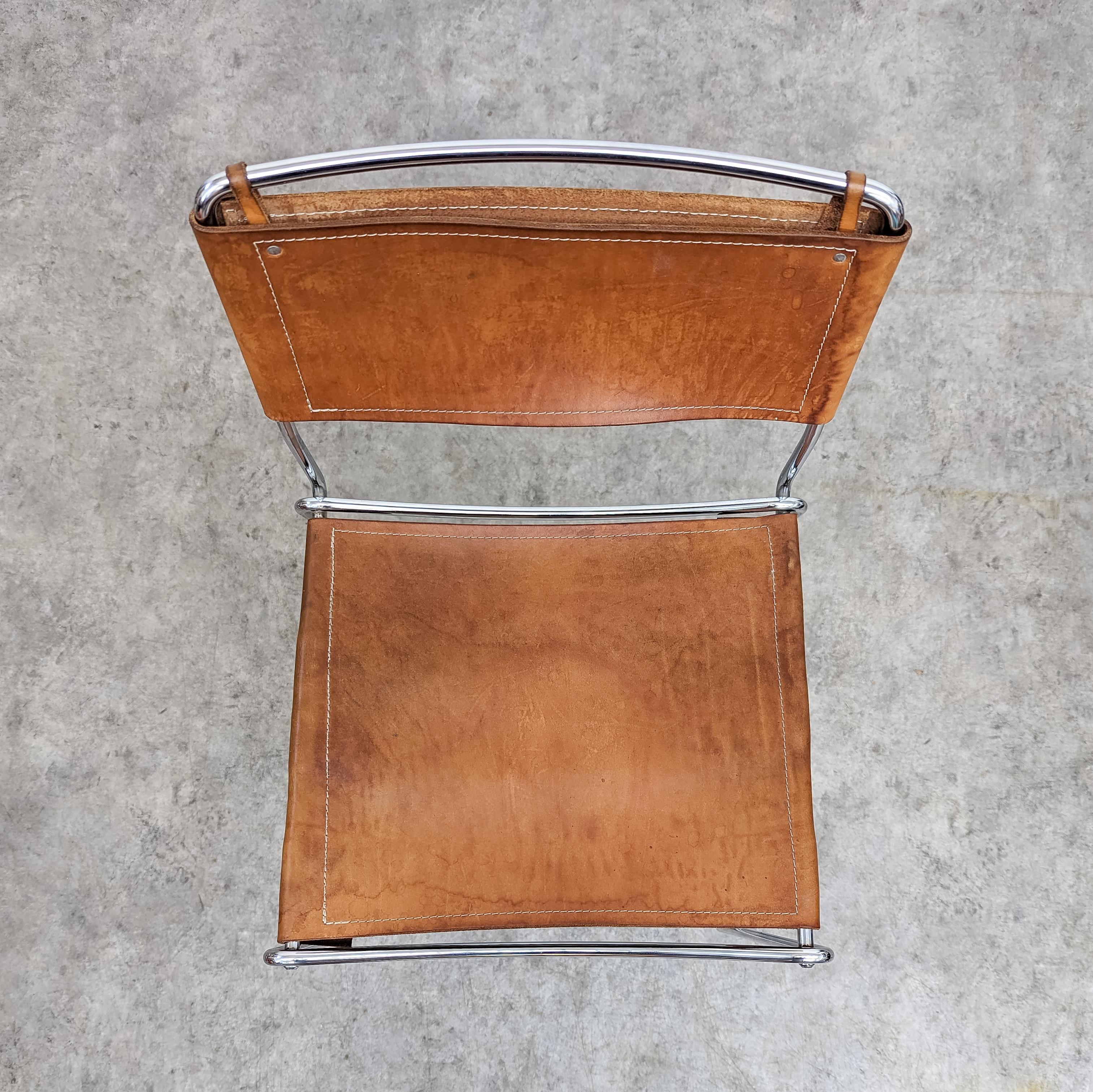 Pair of vintage leather bar stools by Giandomenico Belotti for Alias, 1970s 1