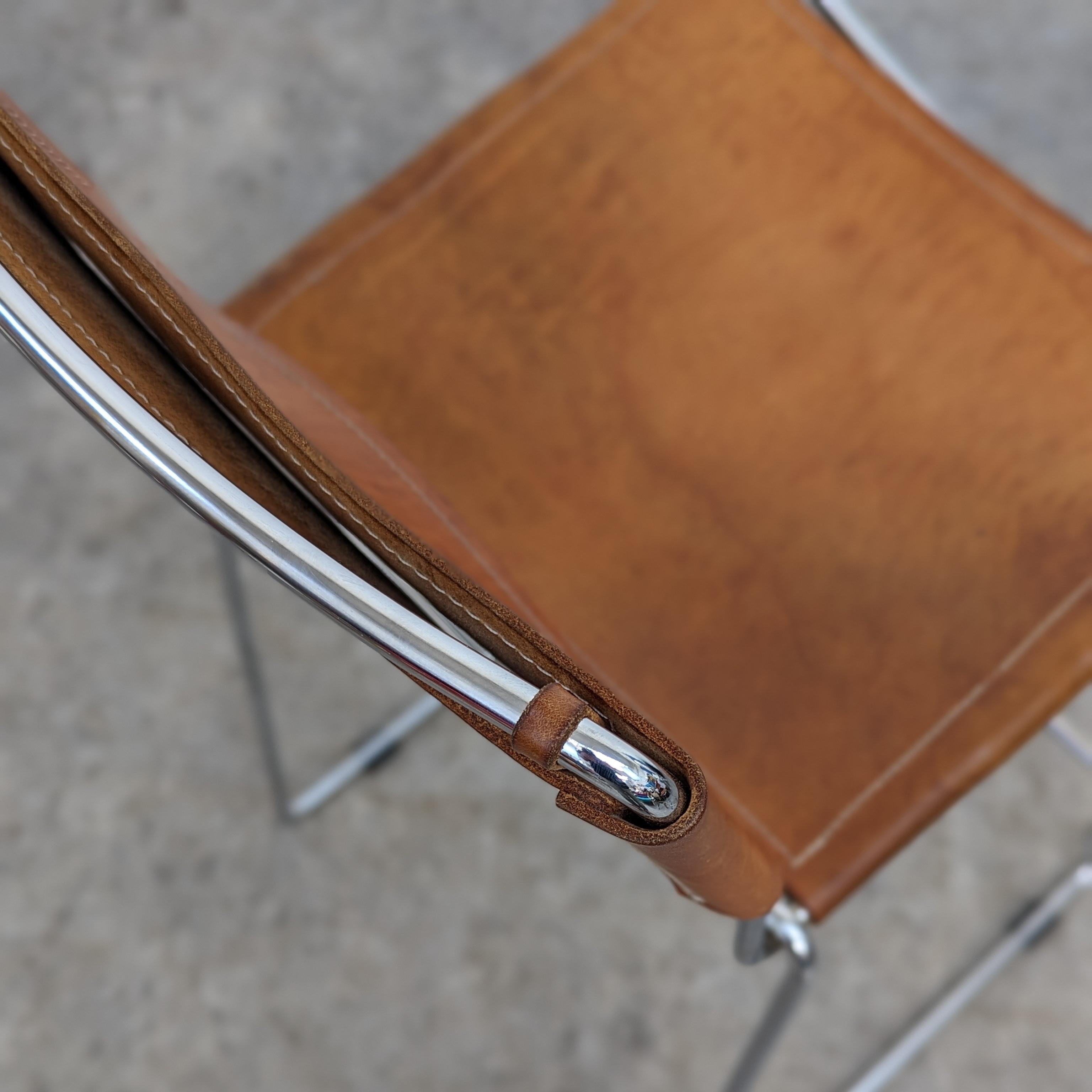 Pair of vintage leather bar stools by Giandomenico Belotti for Alias, 1970s 2