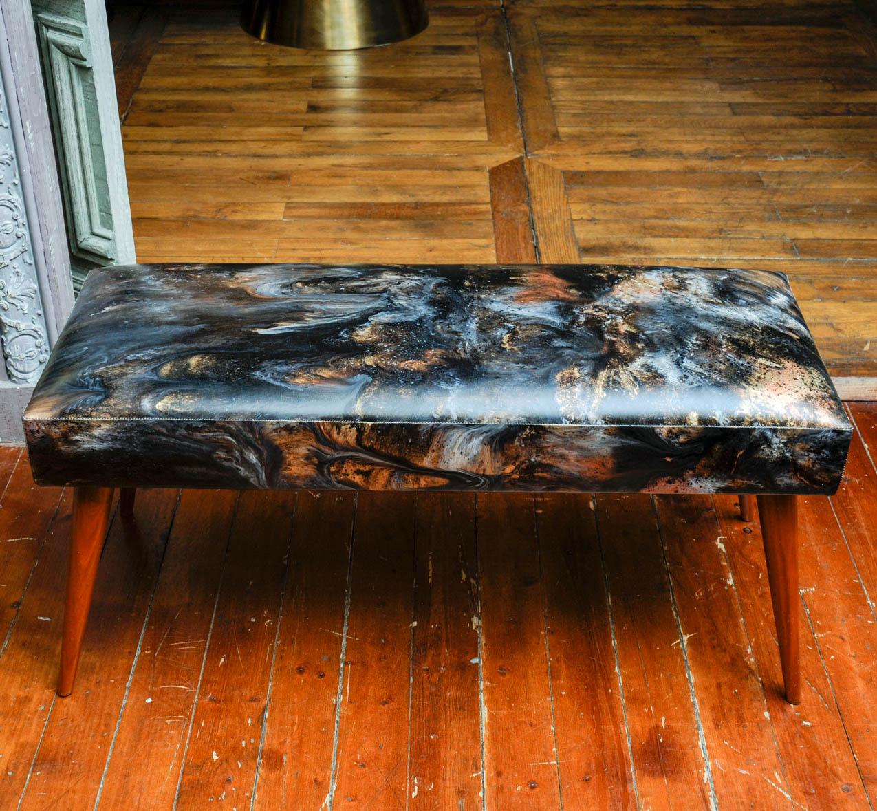Pair of Vintage Leather Benches 4