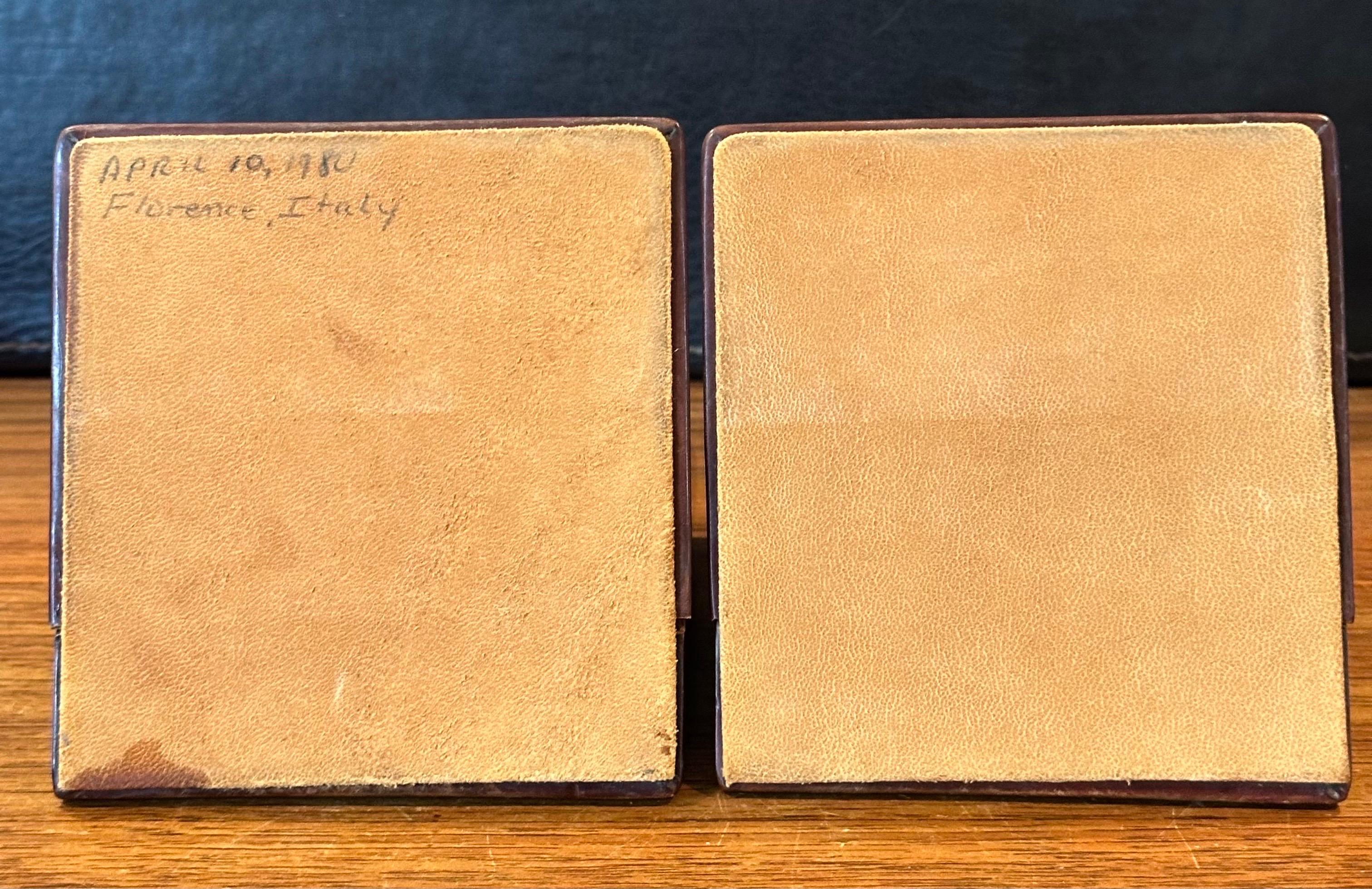 Pair of Vintage Leather Bookends by Papini of Firenze For Sale 6