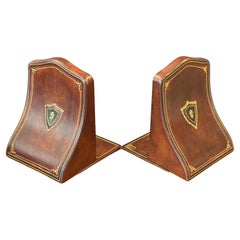 Pair of Vintage Leather Bookends by Papini of Firenze