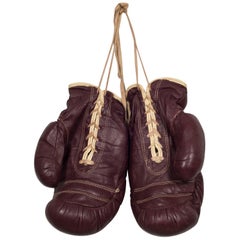 Pair of Retro Leather Boxing Gloves, circa 1950-1960