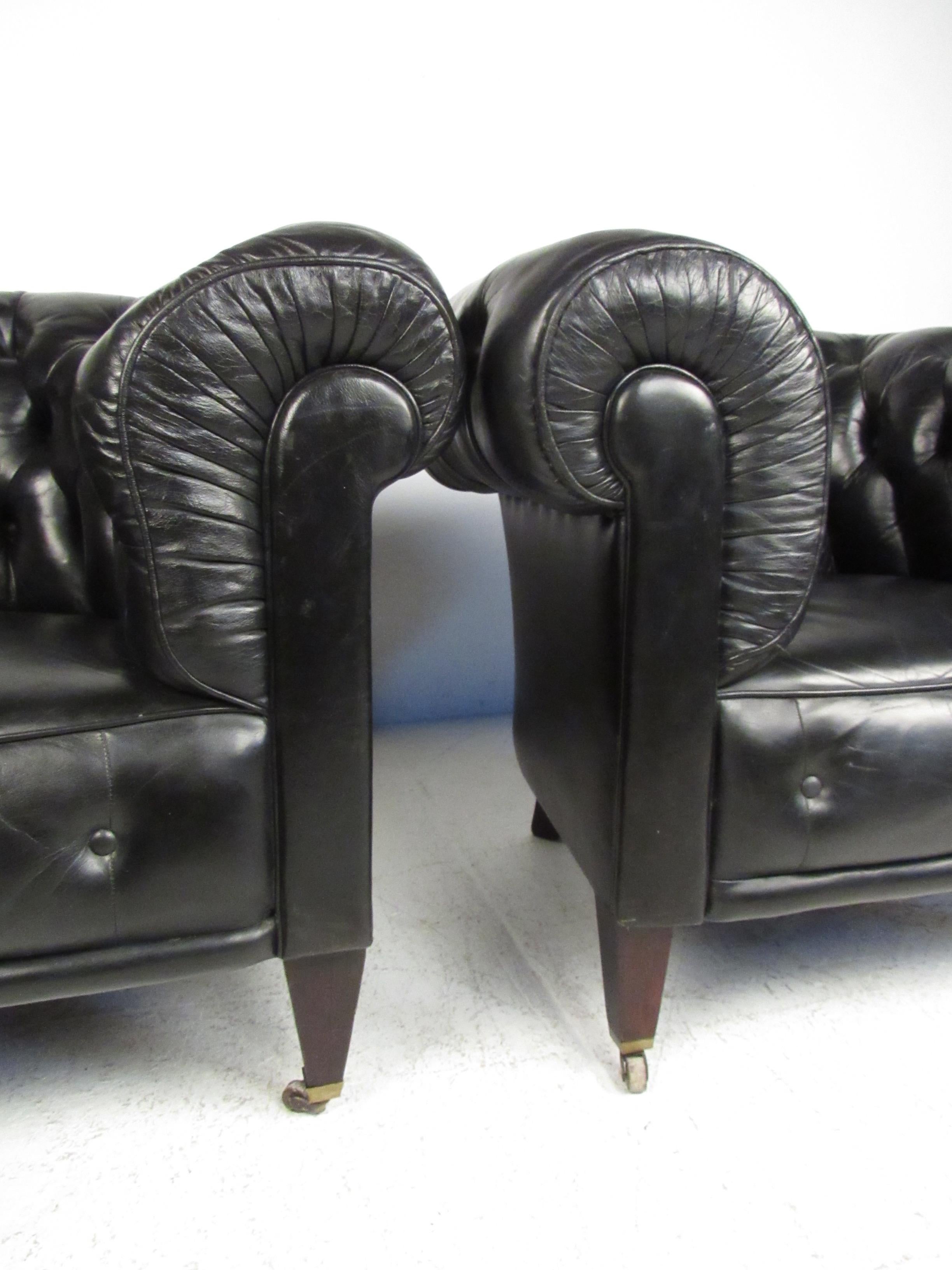Pair of Vintage Leather Chesterfield Club Chairs 3