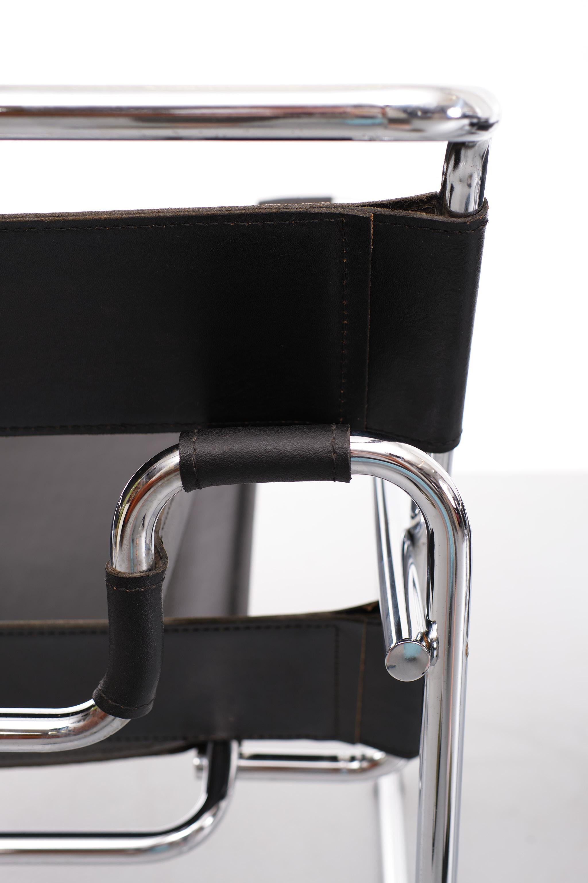 Cuir Paire de fauteuils Wassily vintage en cuir et chrome des années 1970