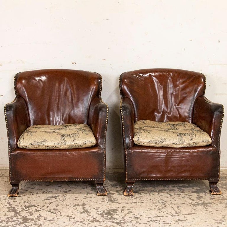 Pair of Vintage Leather Club Chairs at 1stDibs small leather club chair, used leather club