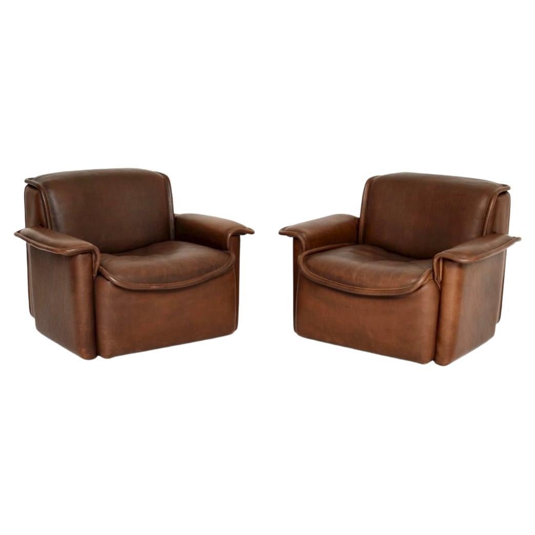 Pareja de sillones vintage de cuero DS 12 de De Sede