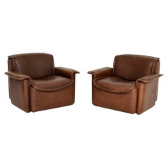 Pair of Vintage Leather DS 12 Armchairs by De Sede