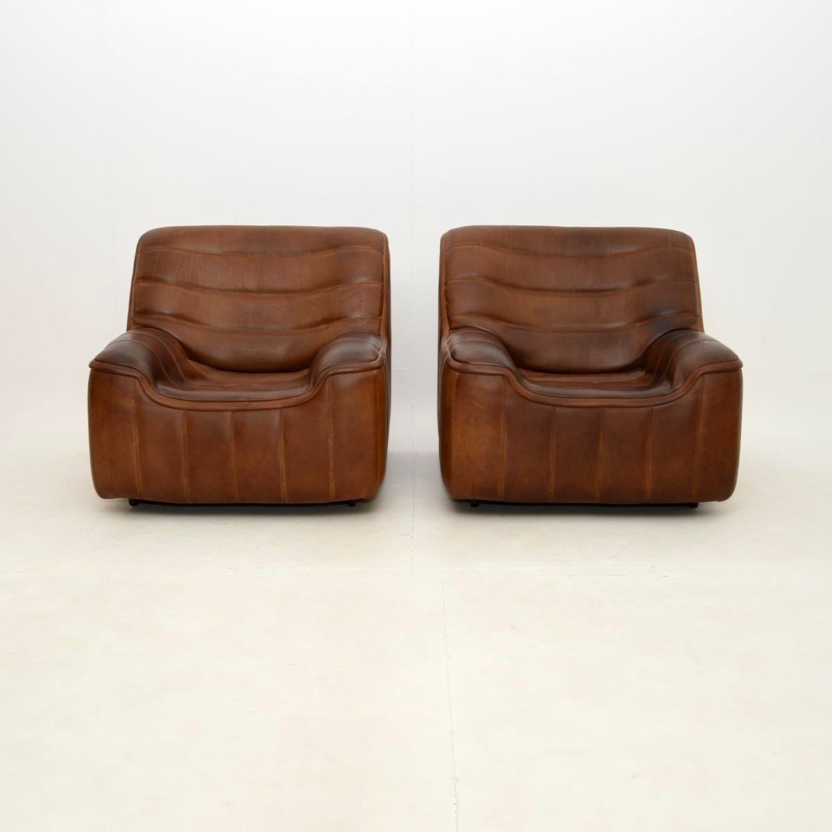 A superb pair of vintage leather DS 84 armchairs by De Sede, made in Switzerland and dating from around the 1960’s.

The quality is outstanding, only the finest quality materials were used when constructing De Sede furniture. They are upholstered in