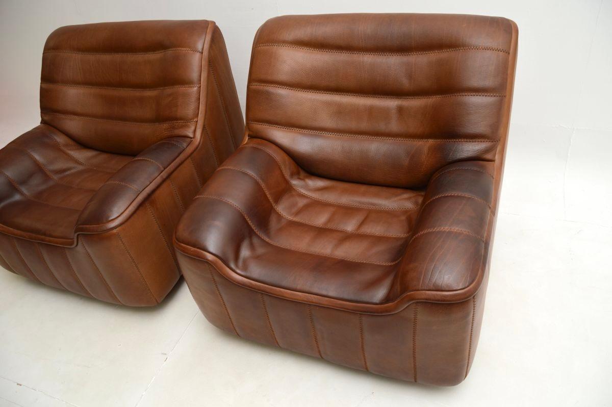 Pair of Vintage Leather DS 84 Armchairs by De Sede For Sale 1