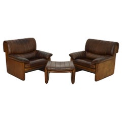 Paar Sessel und Hocker aus Leder im Vintage-Stil DS 86 aus Leder von De Sede