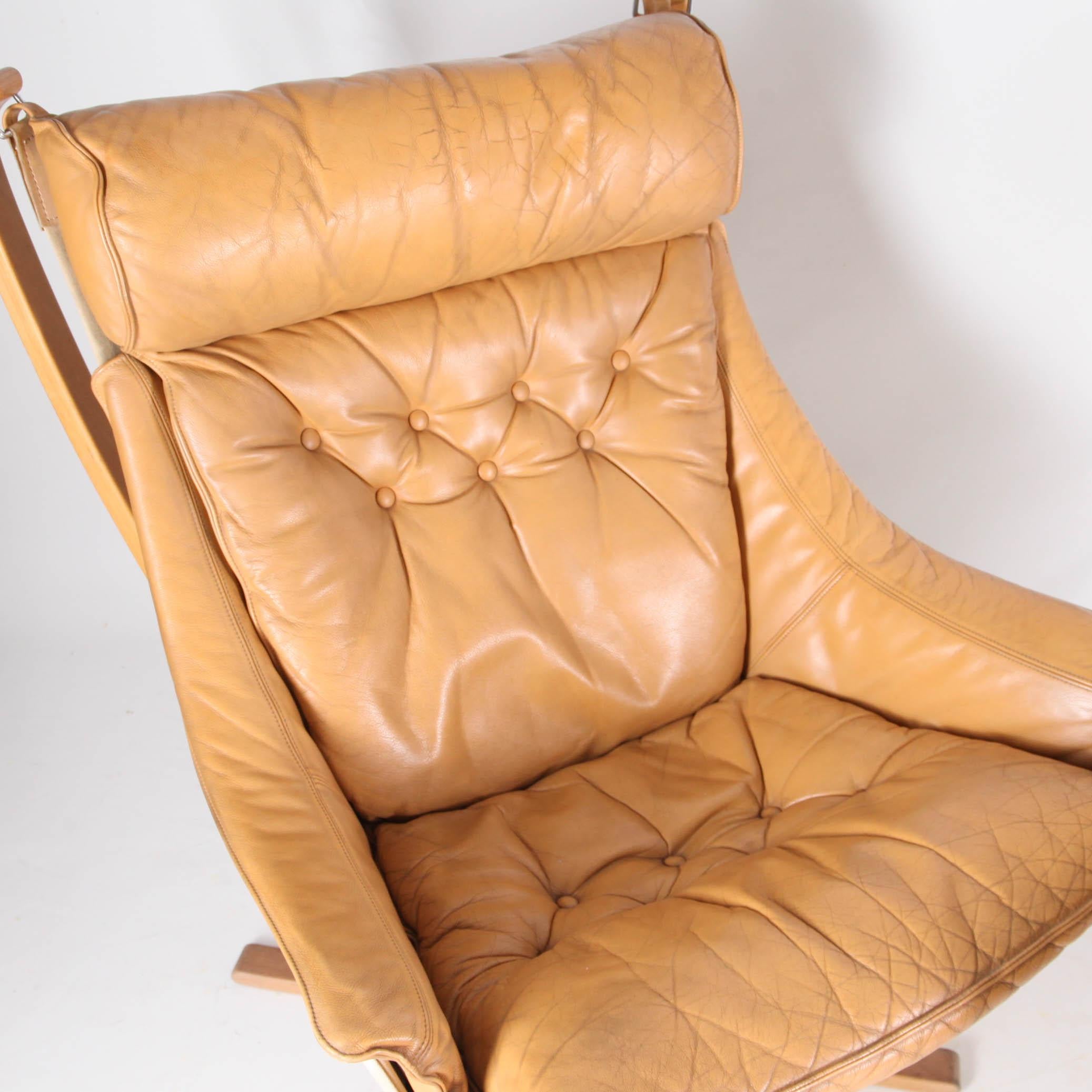 Norwegian Pair of Vintage Leather 'Falcon' Bergeres by Sigurd Ressell