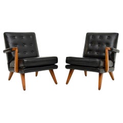 Pareja de Sillones Vintage de Cuero Plan G / Sofá de Dos Plazas