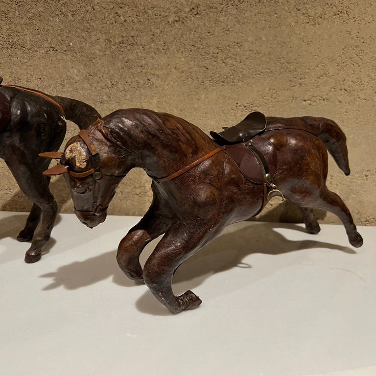Pair of Vintage Leather Horses Modern Sculpture Style of Dimitri Omersa