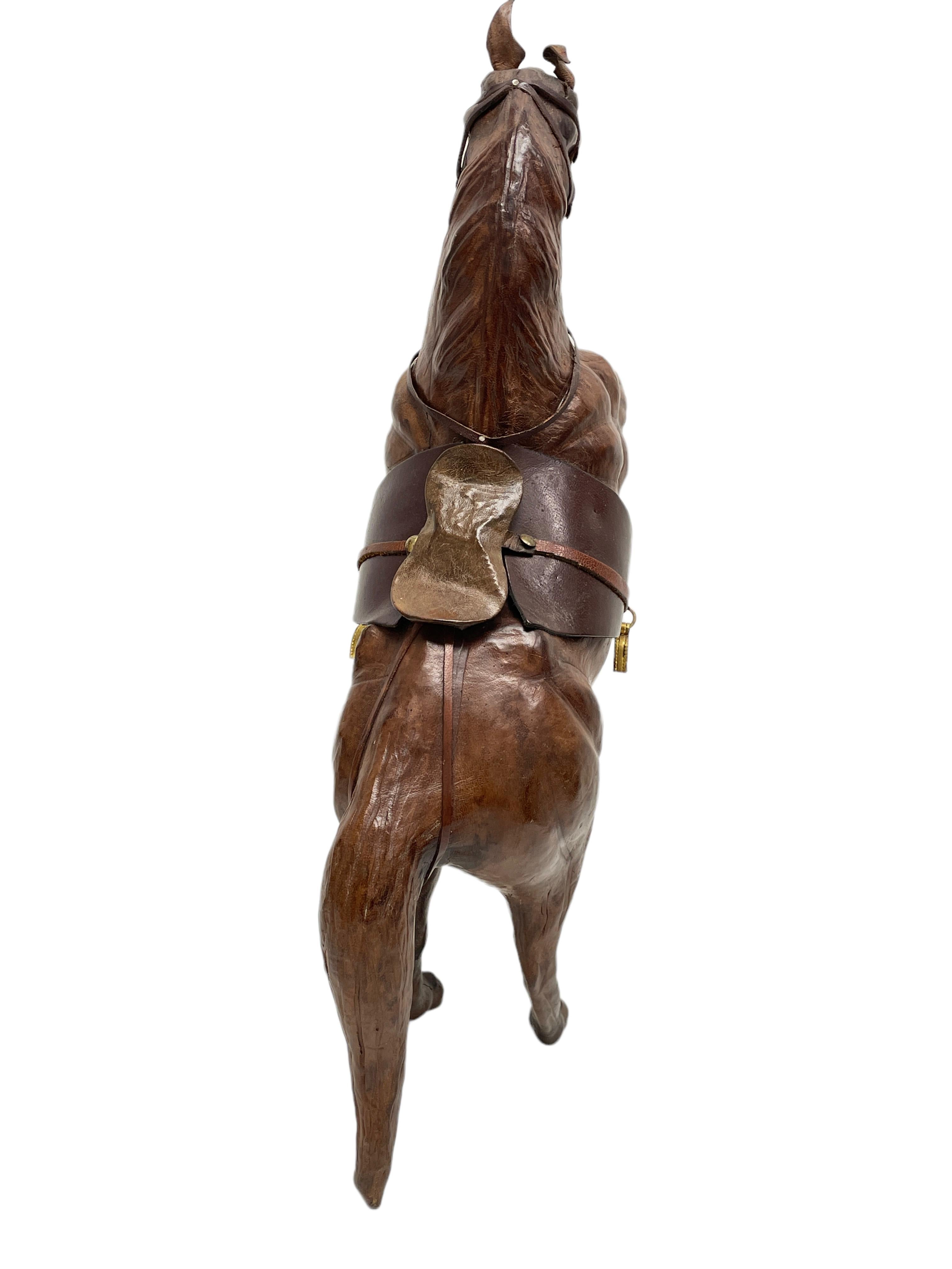 Pair of Vintage Leather Horses Modern Sculpture Style of Dimitri Omersa 1980s In Good Condition For Sale In Nuernberg, DE