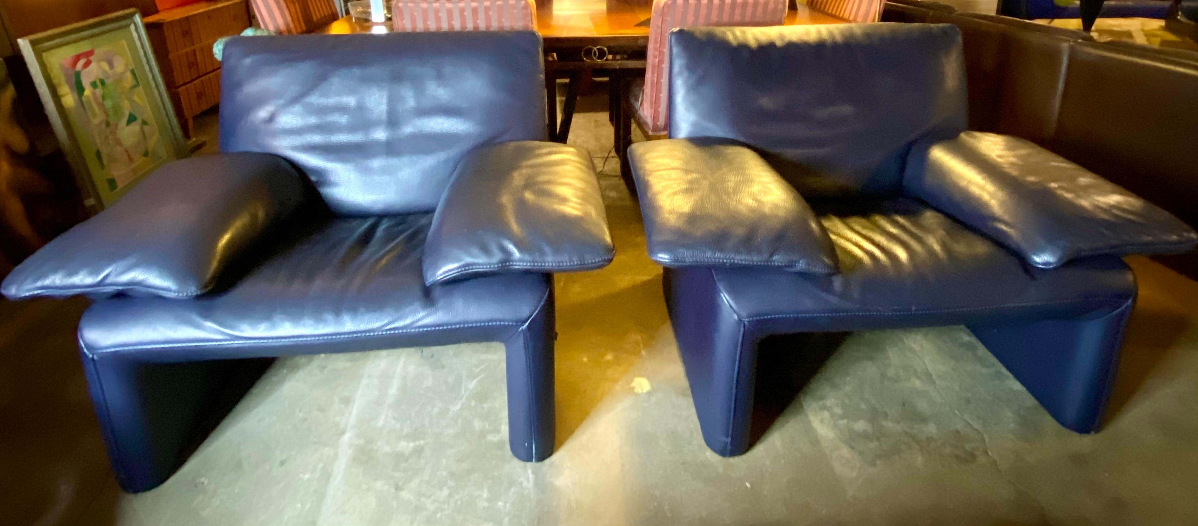 Pair of Vintage Leather Lounge Chairs, Belgium, 1990s 6