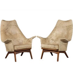 Pair of Retro Leather Parlor Chairs