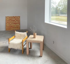 Pair of Vintage Leather Parsons Side Tables, Vintage Design, USA