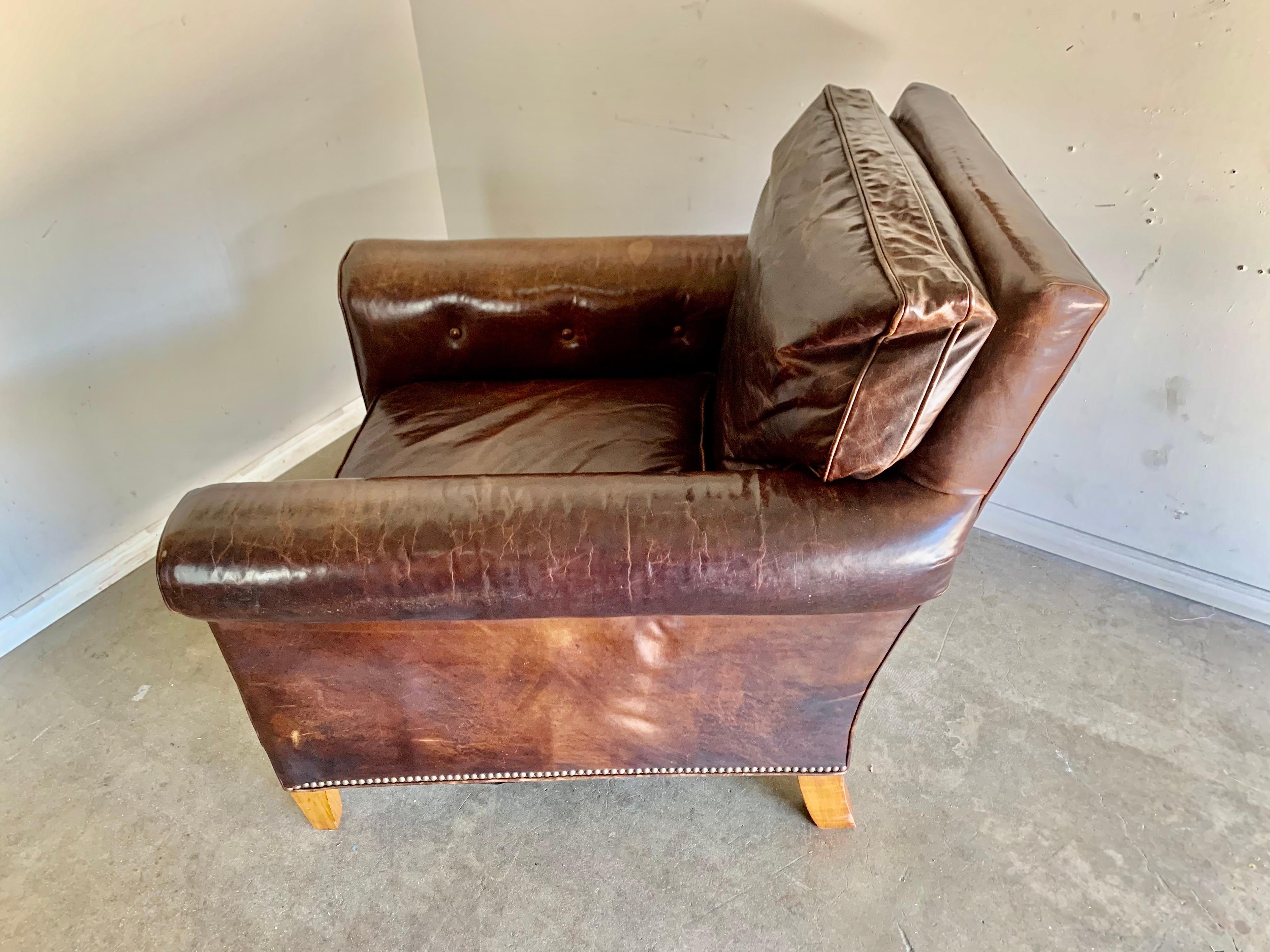 Pair of Vintage Leather Ralph Lauren Club Chairs, Mid-20th Century 9