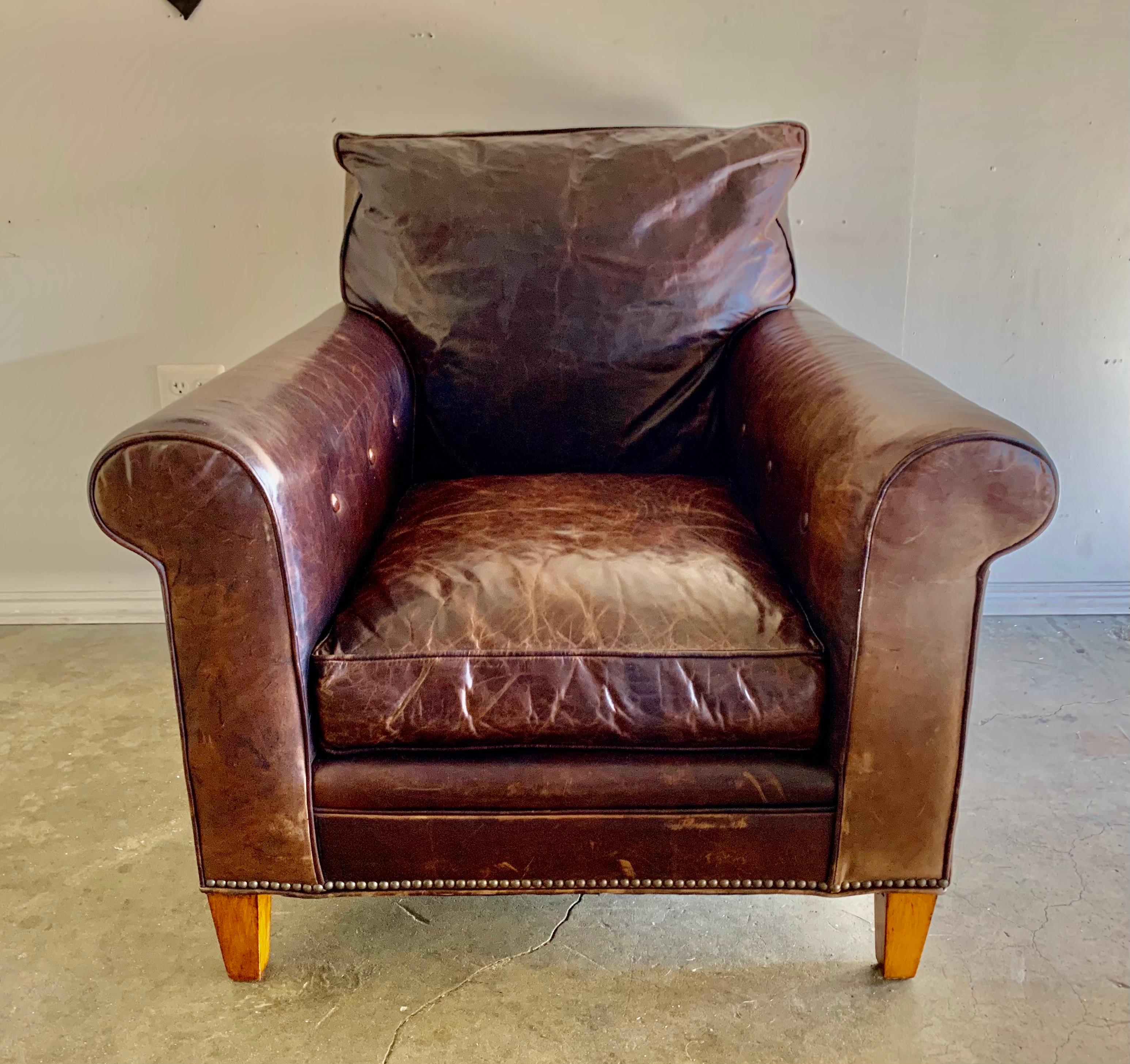 Pair of Vintage Leather Ralph Lauren Club Chairs, Mid-20th Century 1