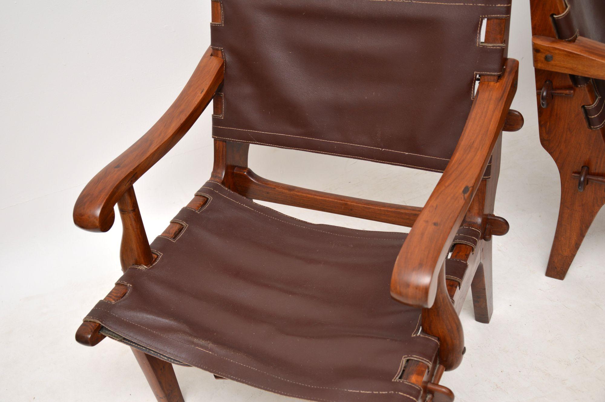 Pair of Vintage Leather Safari Armchairs by Angel Pazmino 5