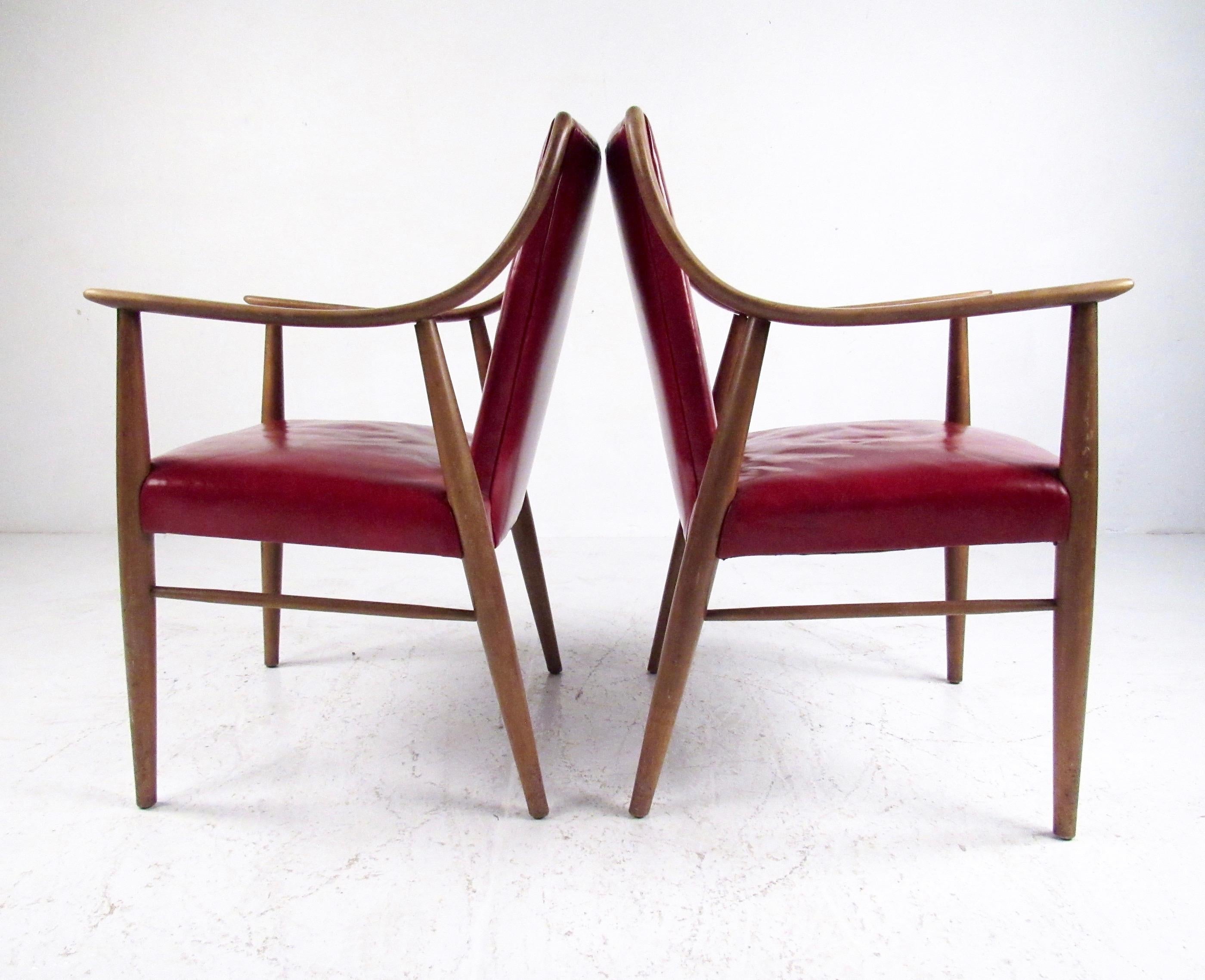 Pair of Vintage Leather Side Chairs after Peter Hvidt In Good Condition In Brooklyn, NY