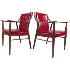 Pair of Vintage Leather Side Chairs after Peter Hvidt