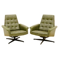Pair of Vintage Leather Swivel Armchairs from Up Zavody, 1970s