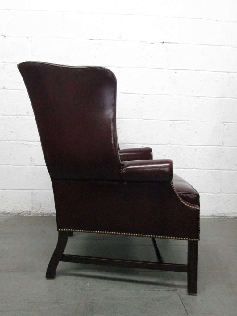 Pair of Vintage Leather Tufted Wingback Chairs For Sale at 1stDibs