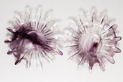 Pair of Vintage Light Purple Decorative Glass Plates, Bowls, Italy, 1960s