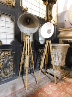 2 Vintage Lighthouse Lamp with Adjustable Wooden Base, Italy