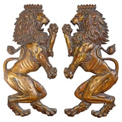 Pair of Vintage Lion Wall Plaques