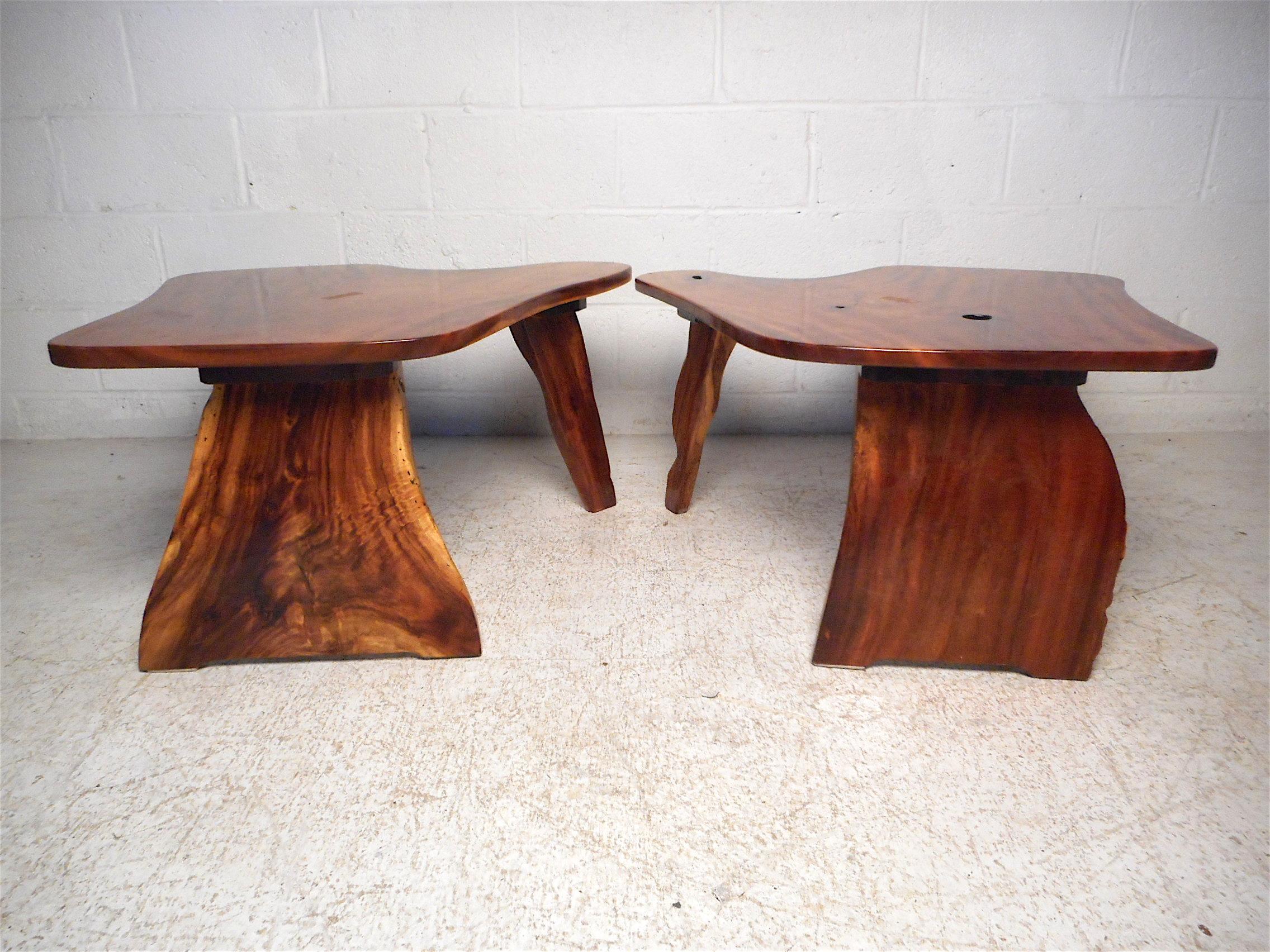 20th Century Pair of Vintage Live-Edge Tables