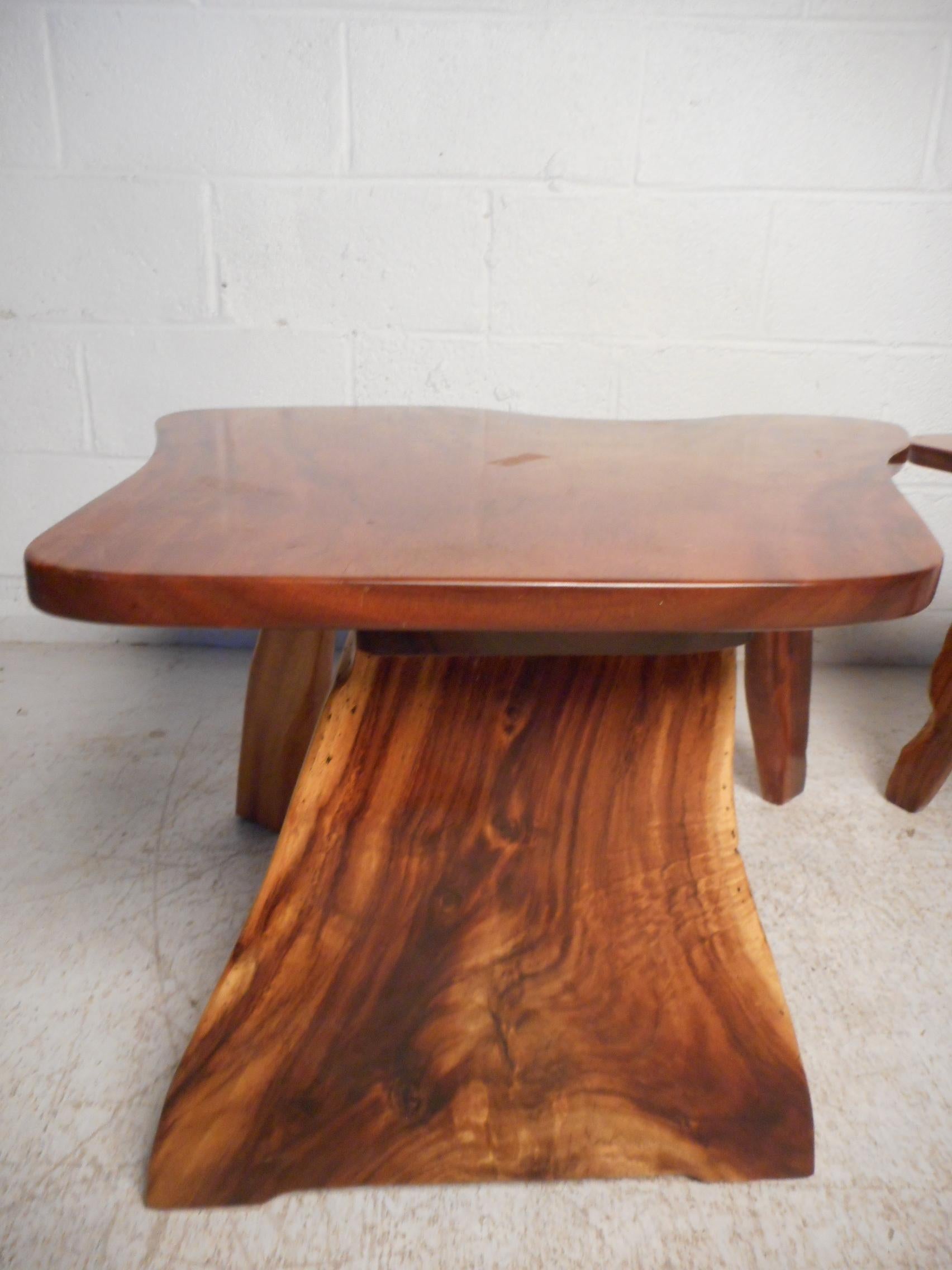 Wood Pair of Vintage Live-Edge Tables