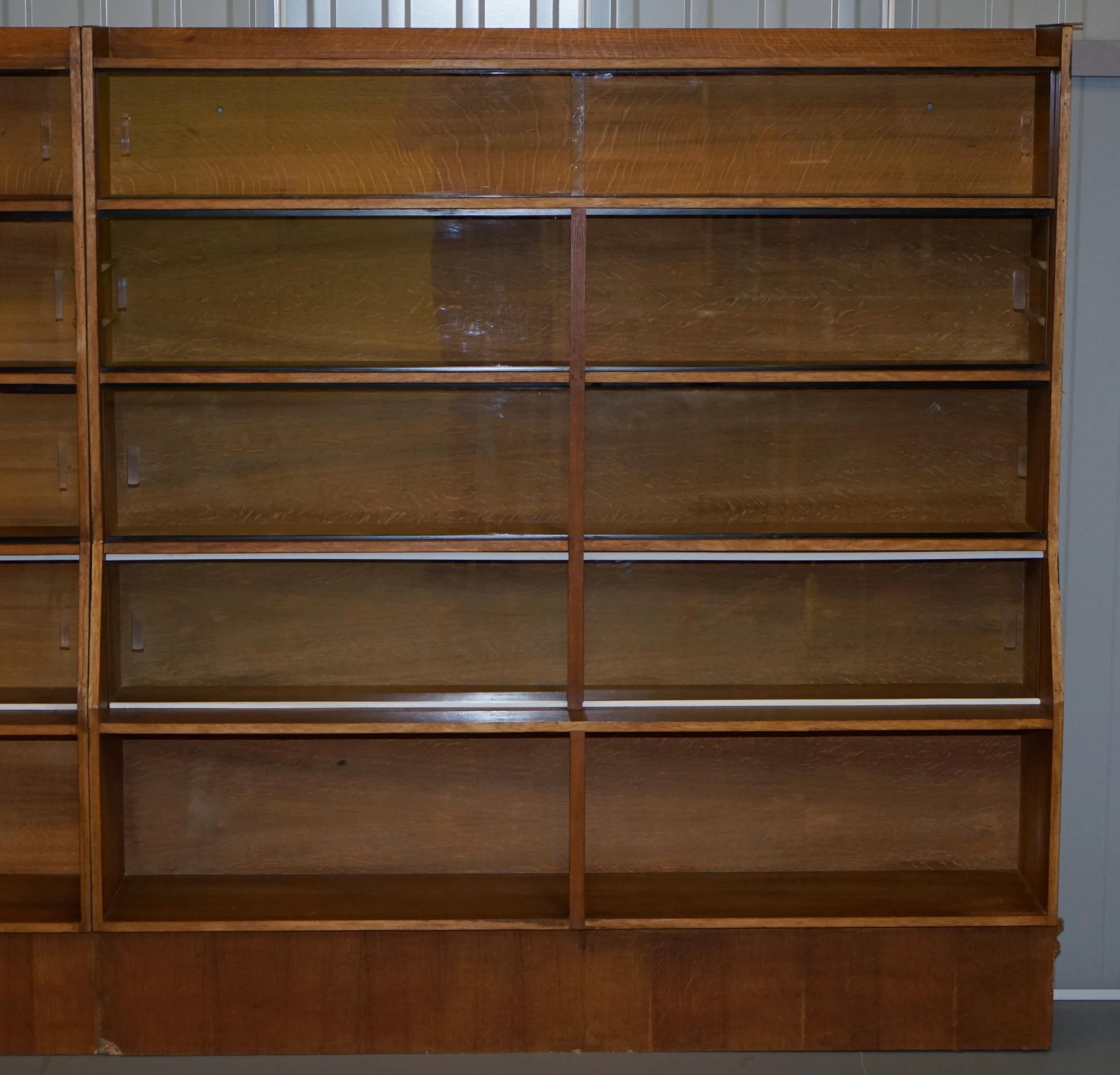 Pair of Vintage Long Legal Bookcases with Sliding Glass Doors Ideal Home Library 4