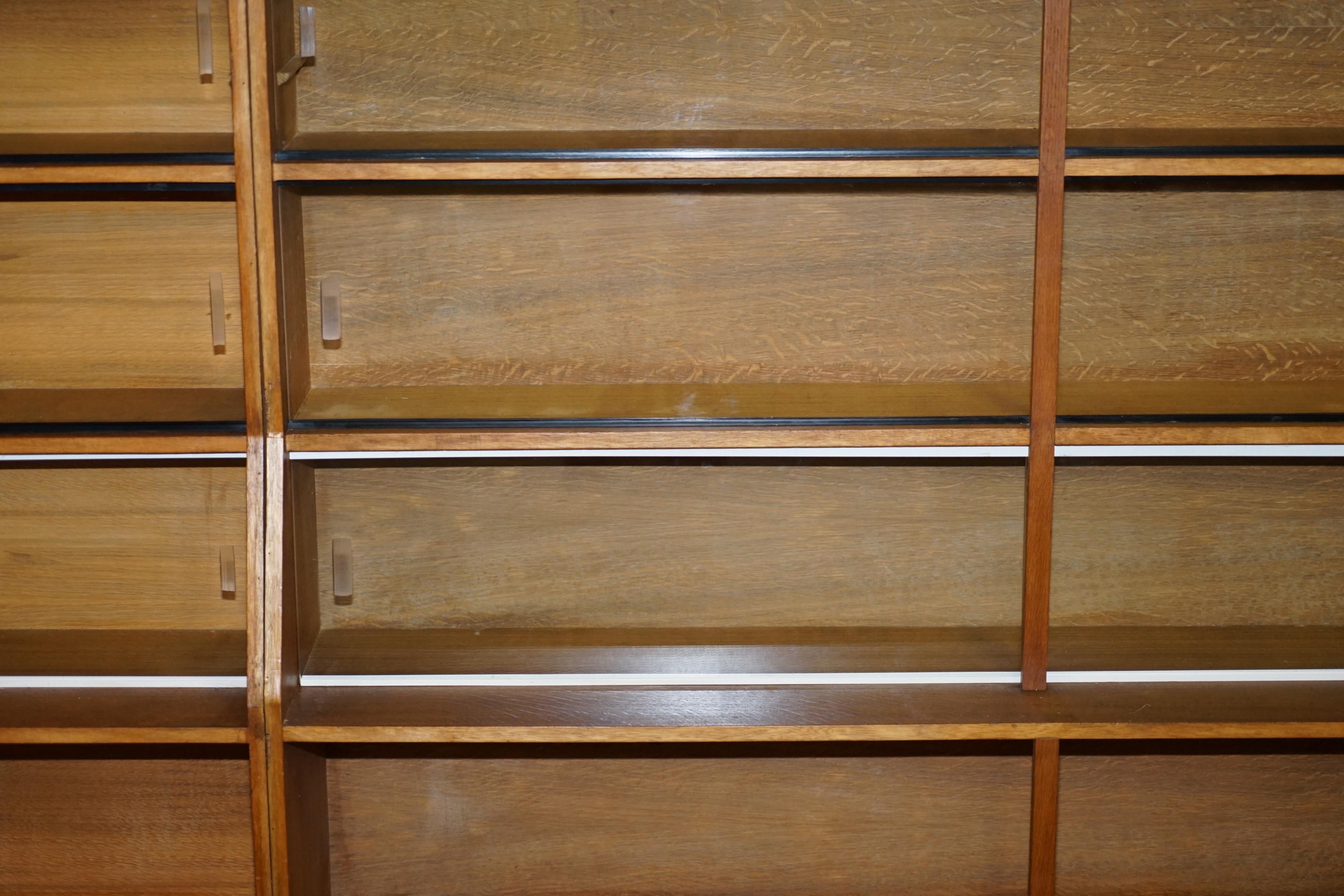 Pair of Vintage Long Legal Bookcases with Sliding Glass Doors Ideal Home Library 6