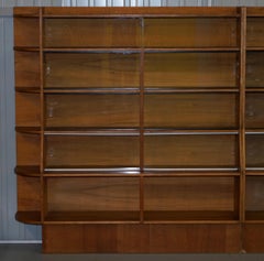 Pair of Vintage Long Legal Bookcases with Sliding Glass Doors Ideal Home Library