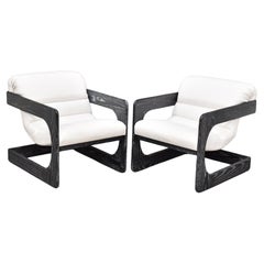 Pair of Vintage Lou Hodges Cantilevered Lounge Chairs