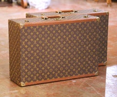 Pair of Vintage Louis Vuitton Monogram Hard Alzer Suitcases