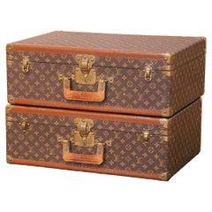 Pair of Vintage Louis Vuitton Monogram Hard Alzer Suitcases