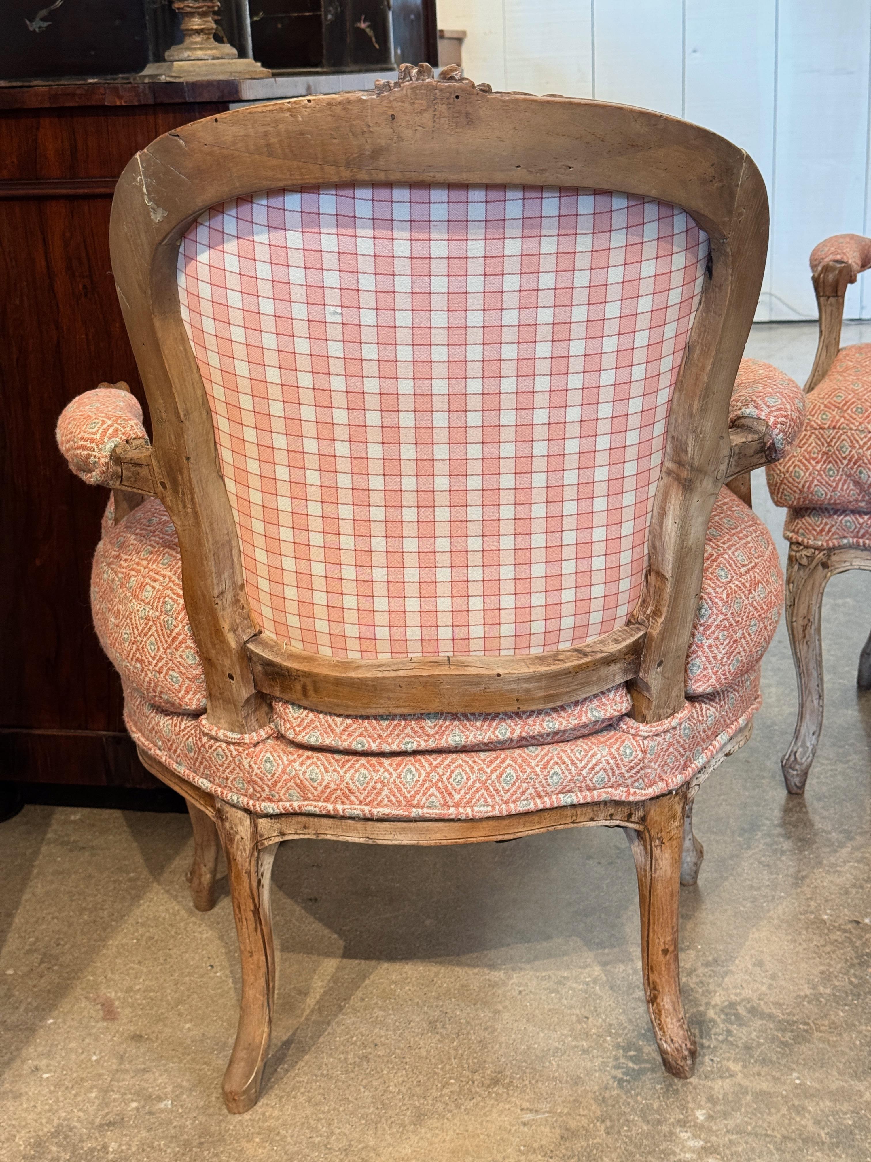 Pair of Vintage Louis XV Style Fauteuils For Sale 4