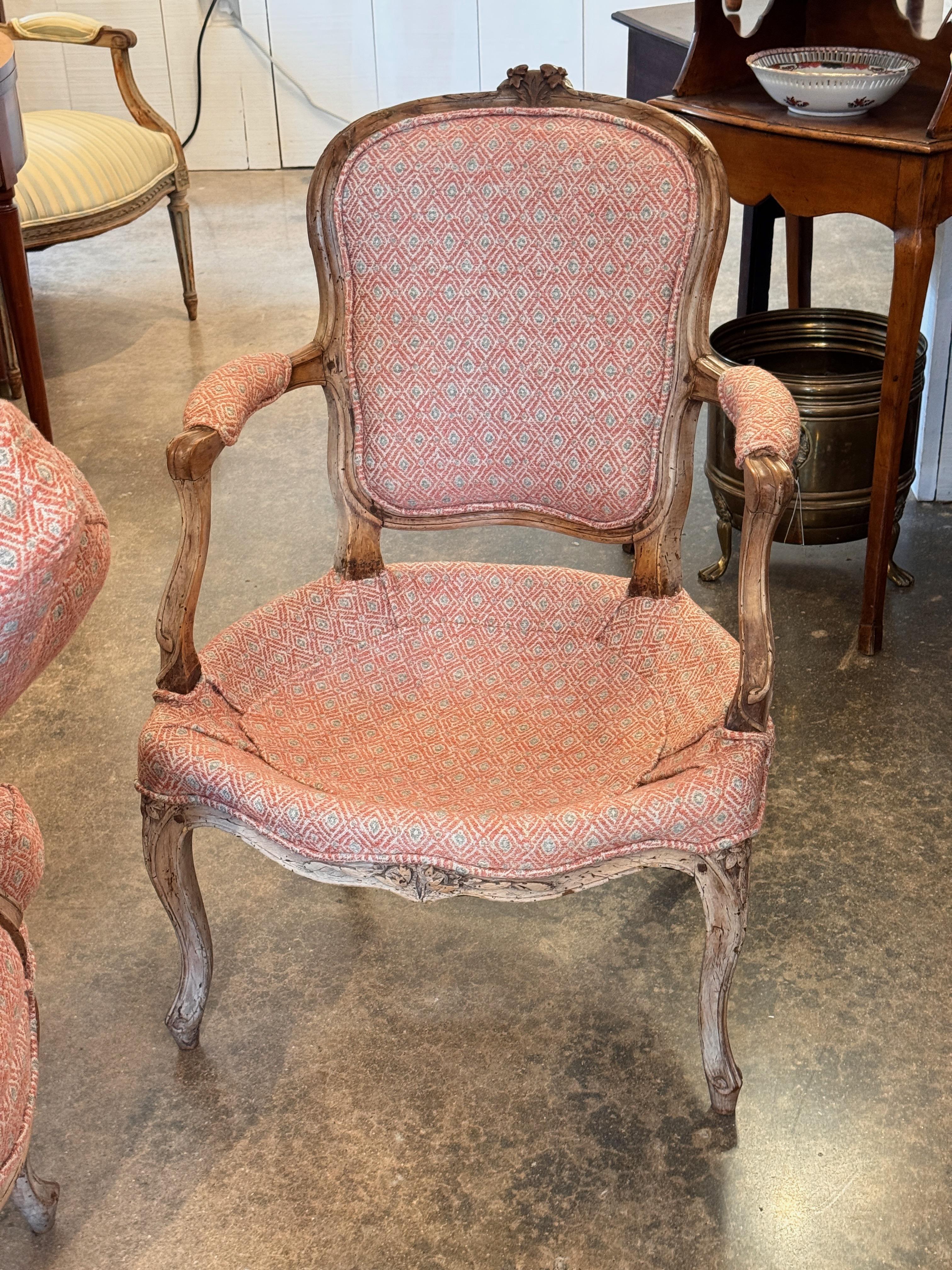 Pair of Vintage Louis XV Style Fauteuils For Sale 5