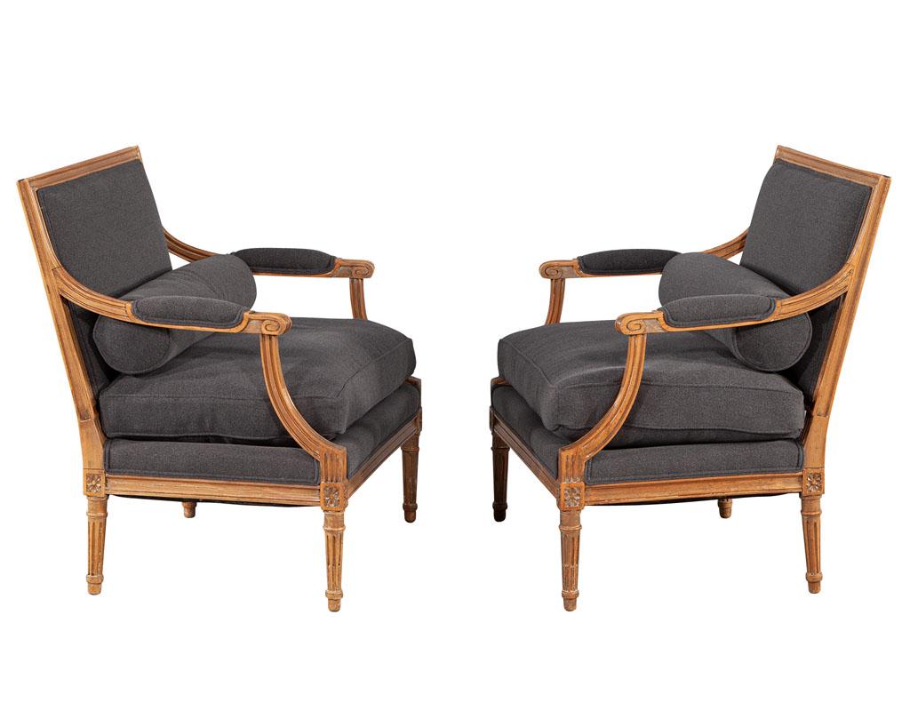 Italian Pair of Vintage Louis XVI Bergere Arm Chairs