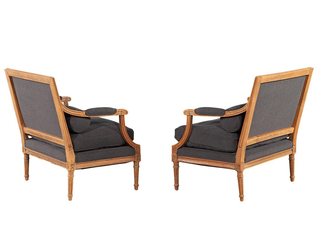 Mid-20th Century Pair of Vintage Louis XVI Bergere Arm Chairs