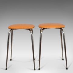 Pair of Vintage Lounge Stools, French, Leatherette, 1960s Stool, 20th Century