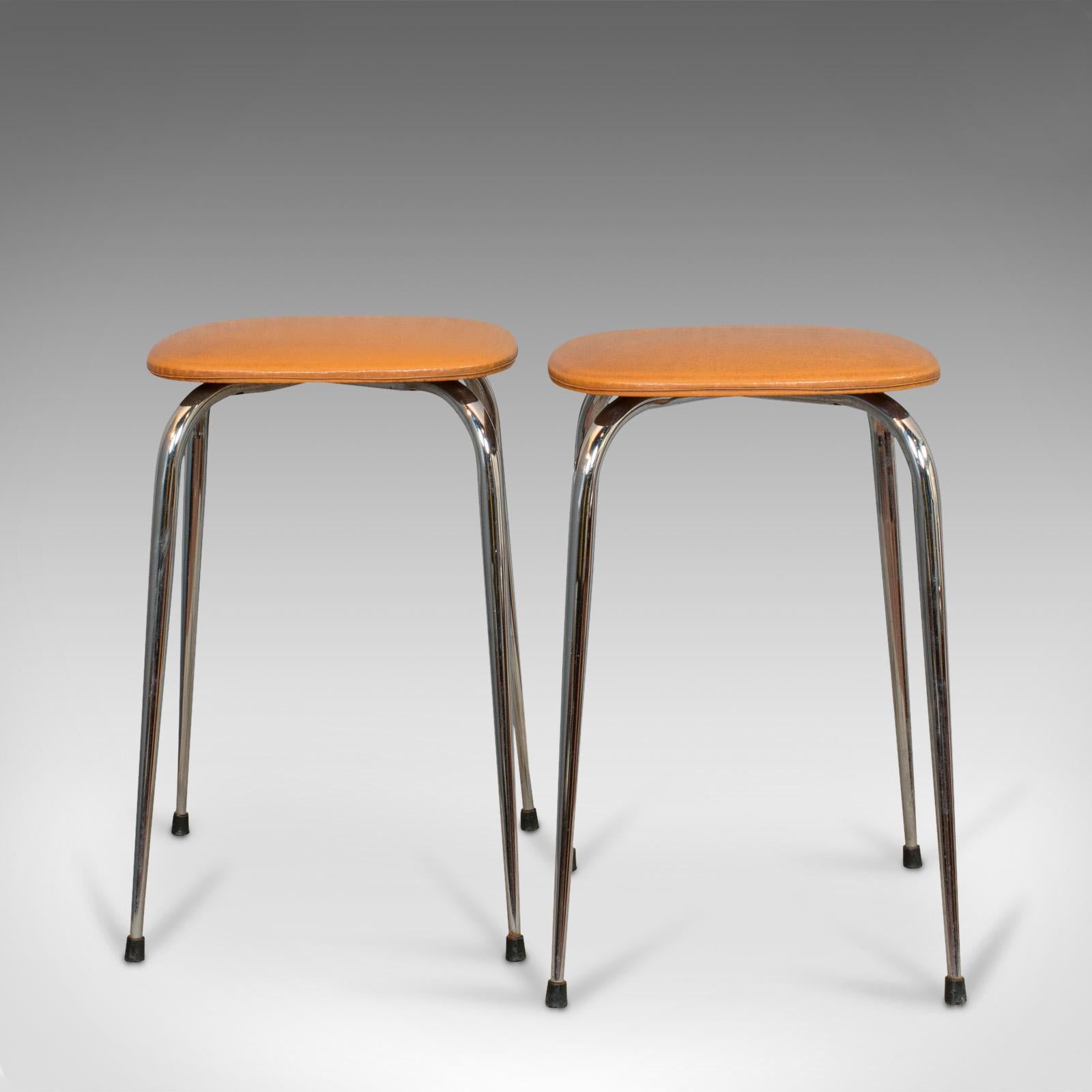Pair of Vintage Lounge Stools, French, Leatherette, 1960s Stool, 20th Century In Good Condition For Sale In Hele, Devon, GB
