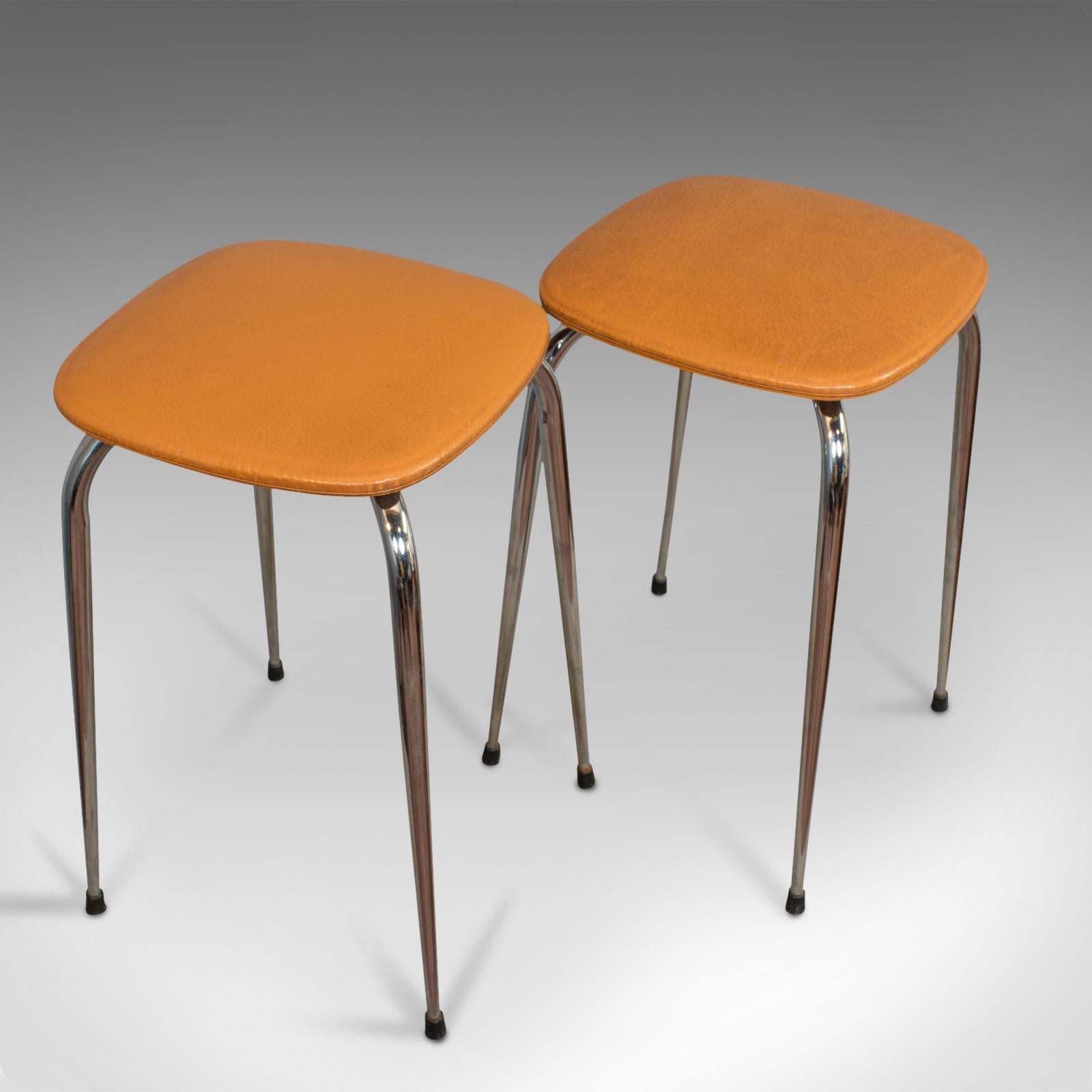 Pair of Vintage Lounge Stools, French, Leatherette, 1960s Stool, 20th Century For Sale 1