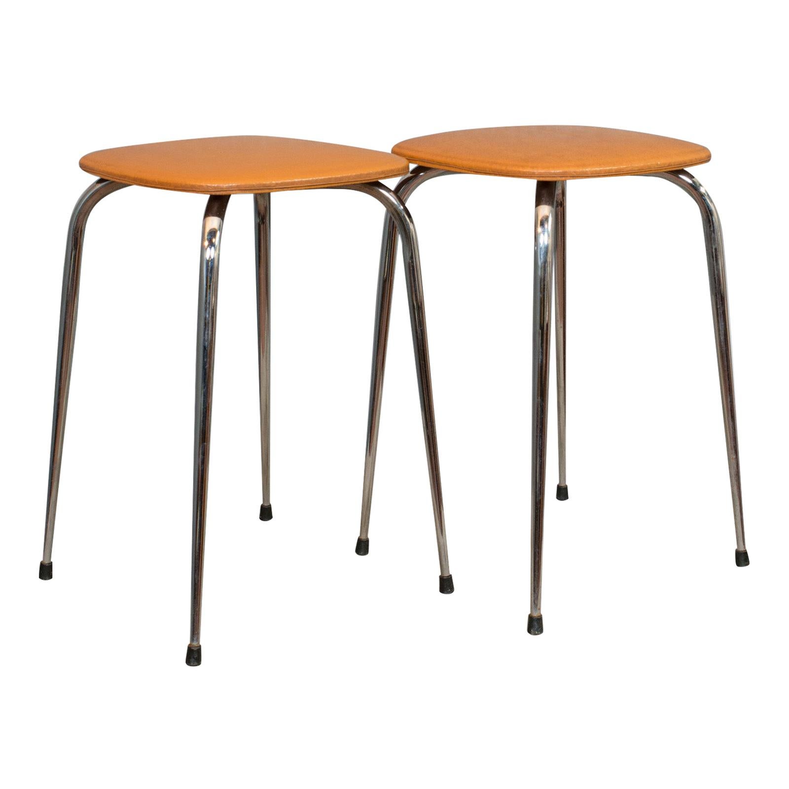 Coppia di sgabelli da salotto vintage, francese, similpelle, 1960 Sgabello, XX secolo
