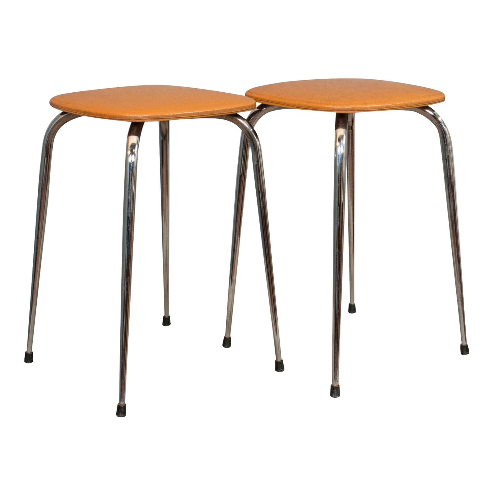 Pair of Vintage Lounge Stools, French, Leatherette, 1960s Stool, 20th Century For Sale